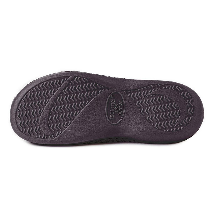 Isotoner® Ladies Popcorn Terry Mule Slippers Black Extra Image 5